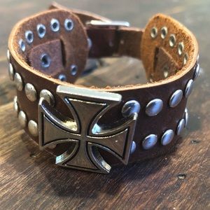 Leather Buckle Cross Bracelet